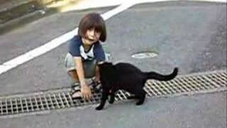 多摩川で出会った黒ネコ