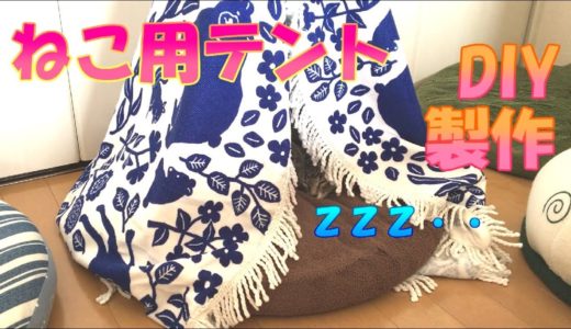 【ねこ生活DIY】夏休みの宿題に『ねこ用テント』をDIY製作！ / I made cat tent for kittens.